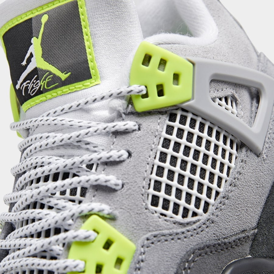 Air Jordan 4 Neon Green Up Close
