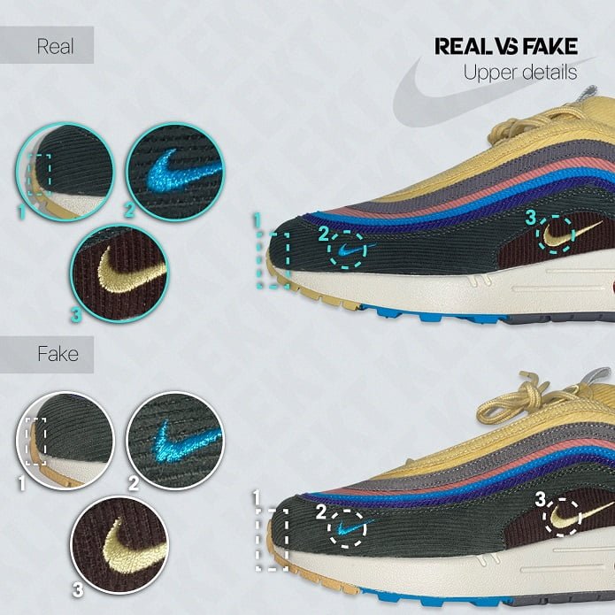 KLEKT Real vs Fake Nike Air Max 197 Sean Wotherspoon Upper