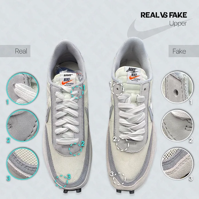 Koor balans contrast How to Spot a Fake Sacai x Nike LDWaffle "Summit White" - KLEKT Blog