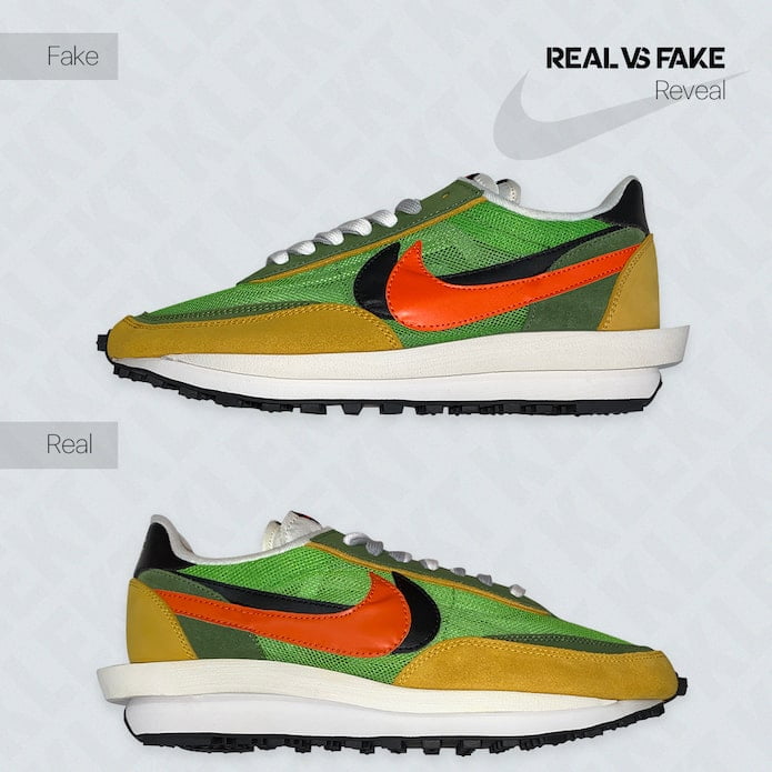 KLEKT Real vs Fake sacai x Nike LDWaffle Green Multi Reveal-min