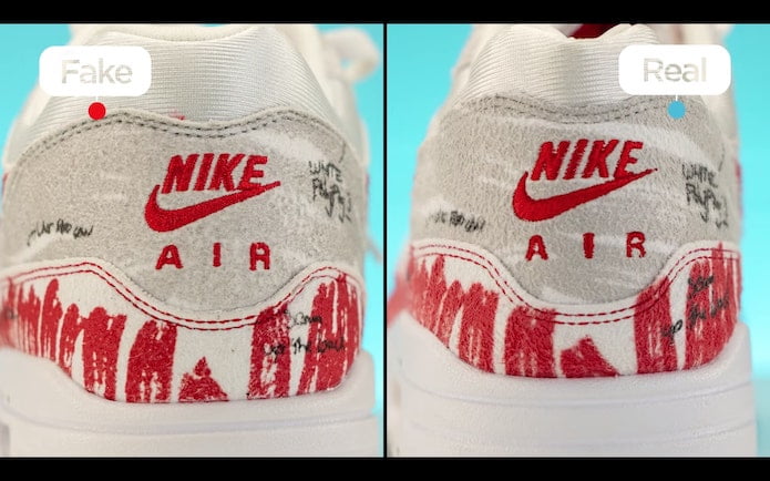 KLEKT Real vs Fake Nike Air Max 1 Sketch to Shelf Heel