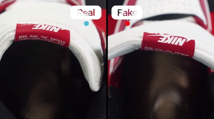 KLEKT Real vs Fake Air Jordan 1 Chicago Tongue 2