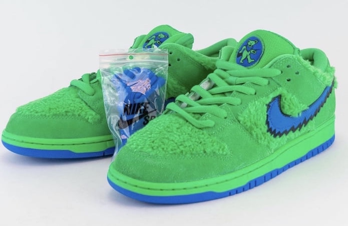 green and blue fuzzy nikes