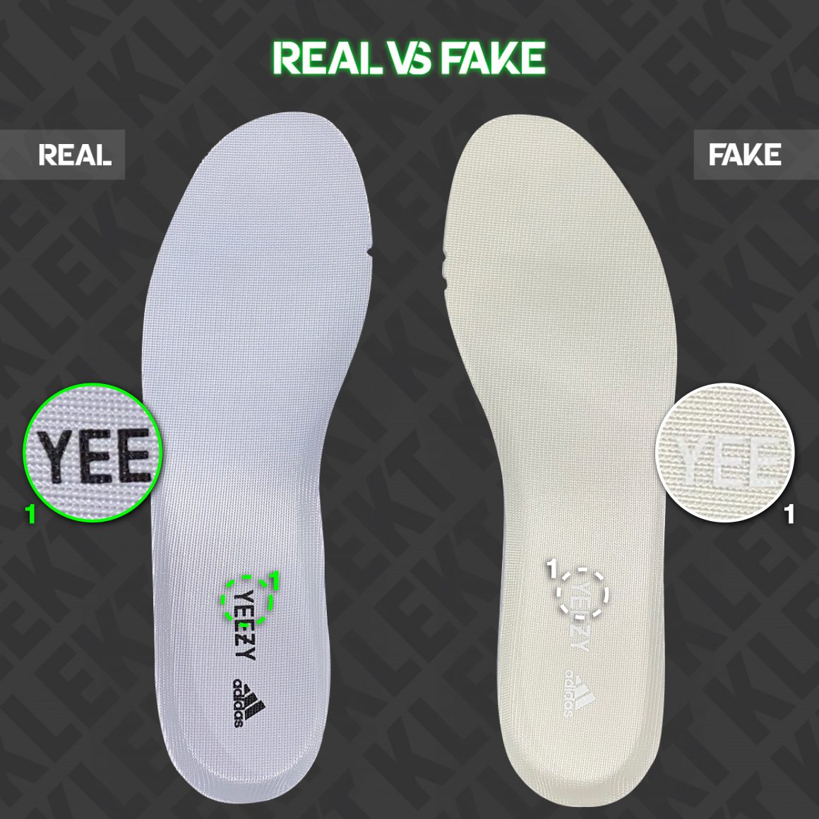 adidas Yeezy Boost 380 Alien Real vs Fake Insole Comparison