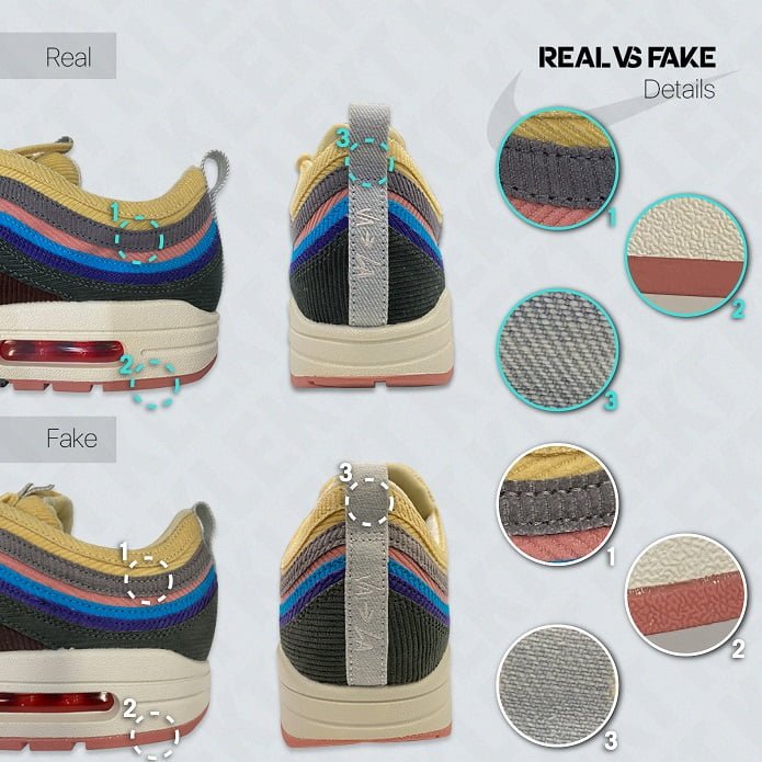 KLEKT Real vs Fake Nike Air Max 197 Sean Wotherspoon Details