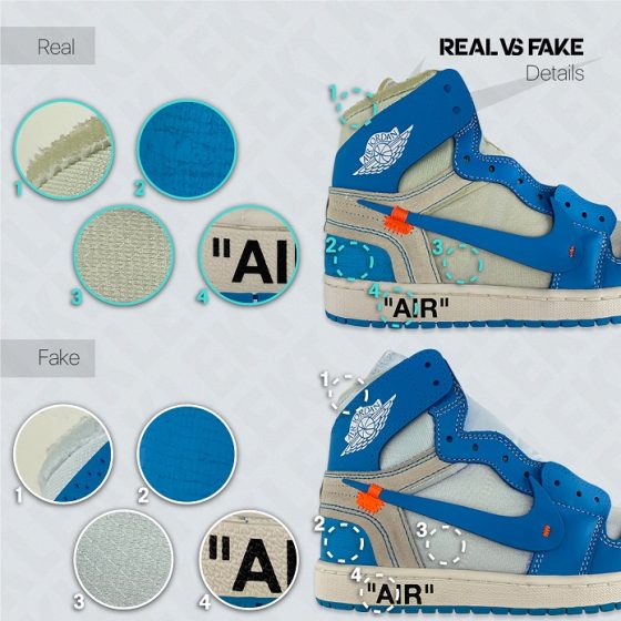 off white air jordan 1 unc fake