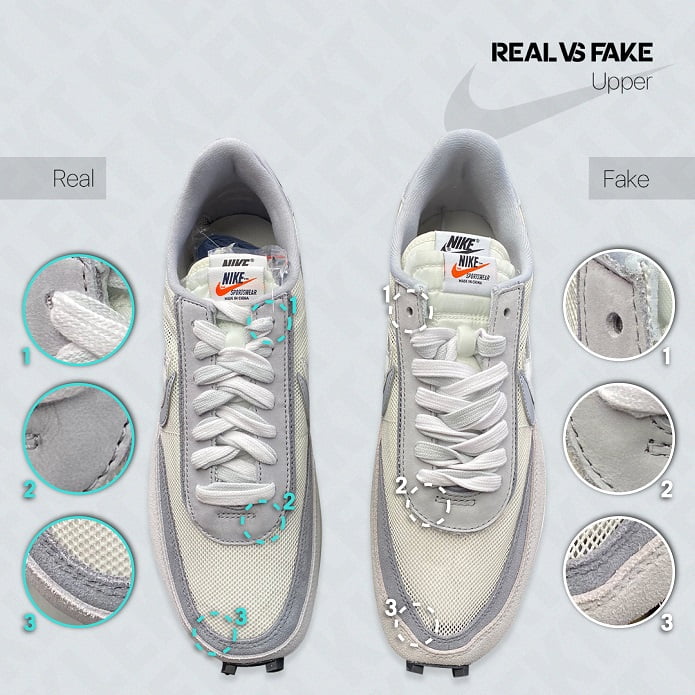 KLEKT Real vs Fake Sacai x Nike LDWaffle Upper 1