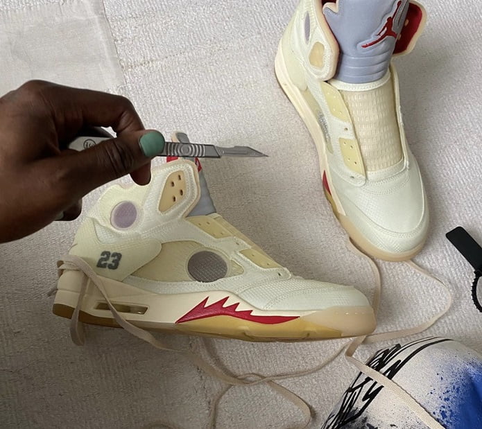 Off-White Air Jordan 5 White On Foot Deconstructed
