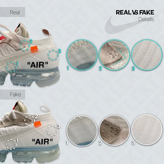 real vs fake off white vapormax white