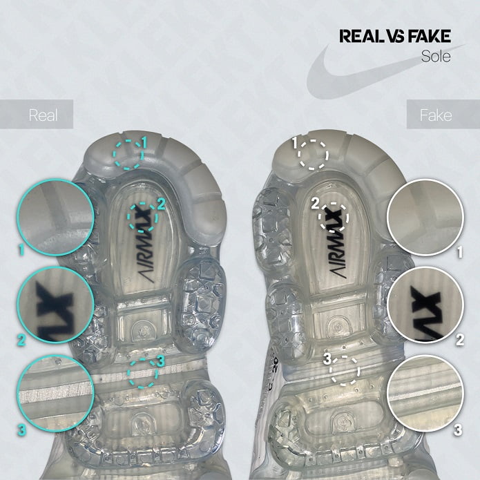 KLEKT Real vs Fake Off-White x Nike Vapormax White Sole