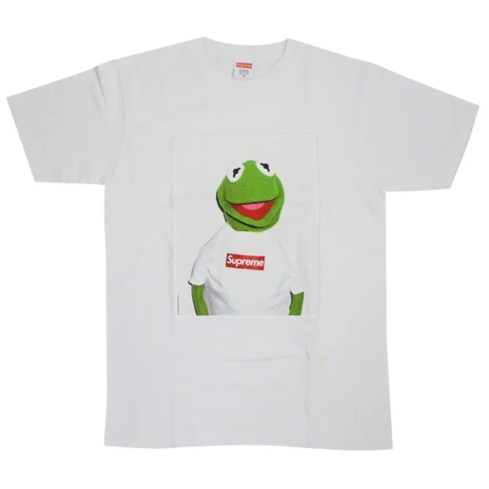 kermit wearing a supreme shirt