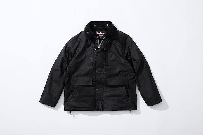 Supreme x Barbour Lightweight Waxed Cotton Field Jacket Black Front