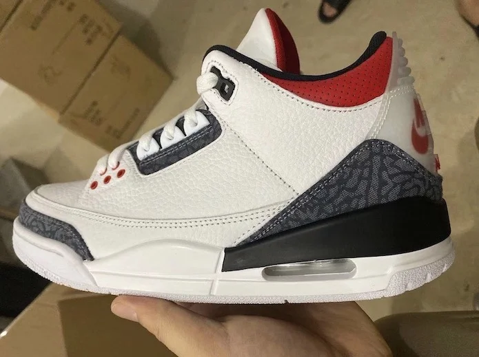 The Upcoming Air Jordan 3 Se Denim White Fire Red Will Use A Clear Heel Tab Klekt Blog