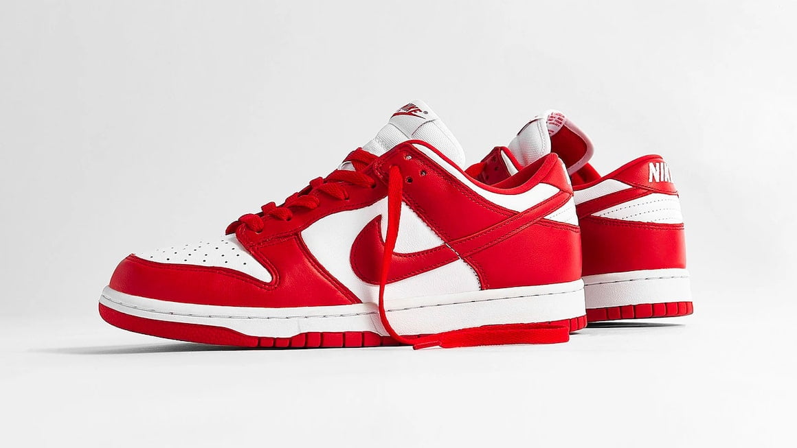 nike dunk low sp white university red