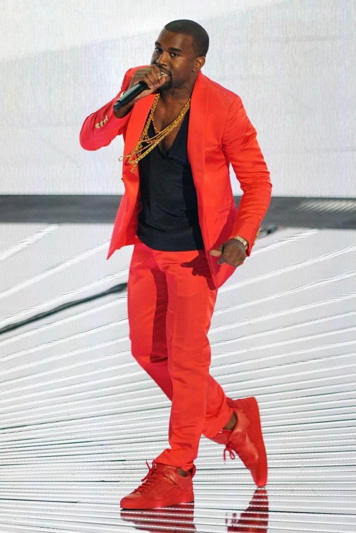 Kanye West Red Suit Louis Vuitton Don