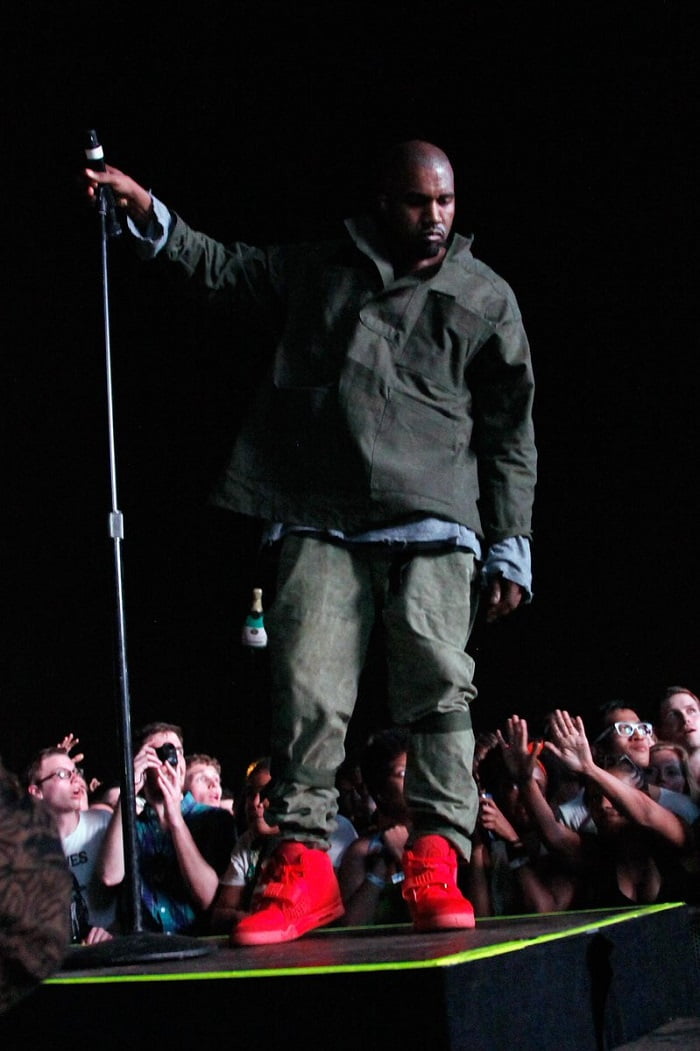 Kanye West Wearing the Nike Air Yeezy 2 Red October Governors Ball 2013
