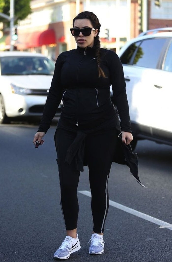 kim k wearing yeezy 700