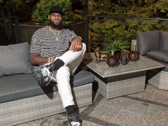 LeBron James wearing the Off White x Nike Blazer Black