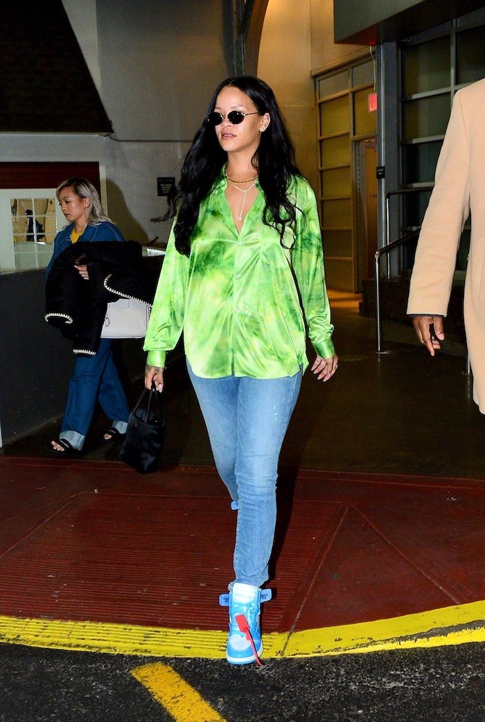 Rihanna Wearing Off-White x Air Jordan 1 UNC