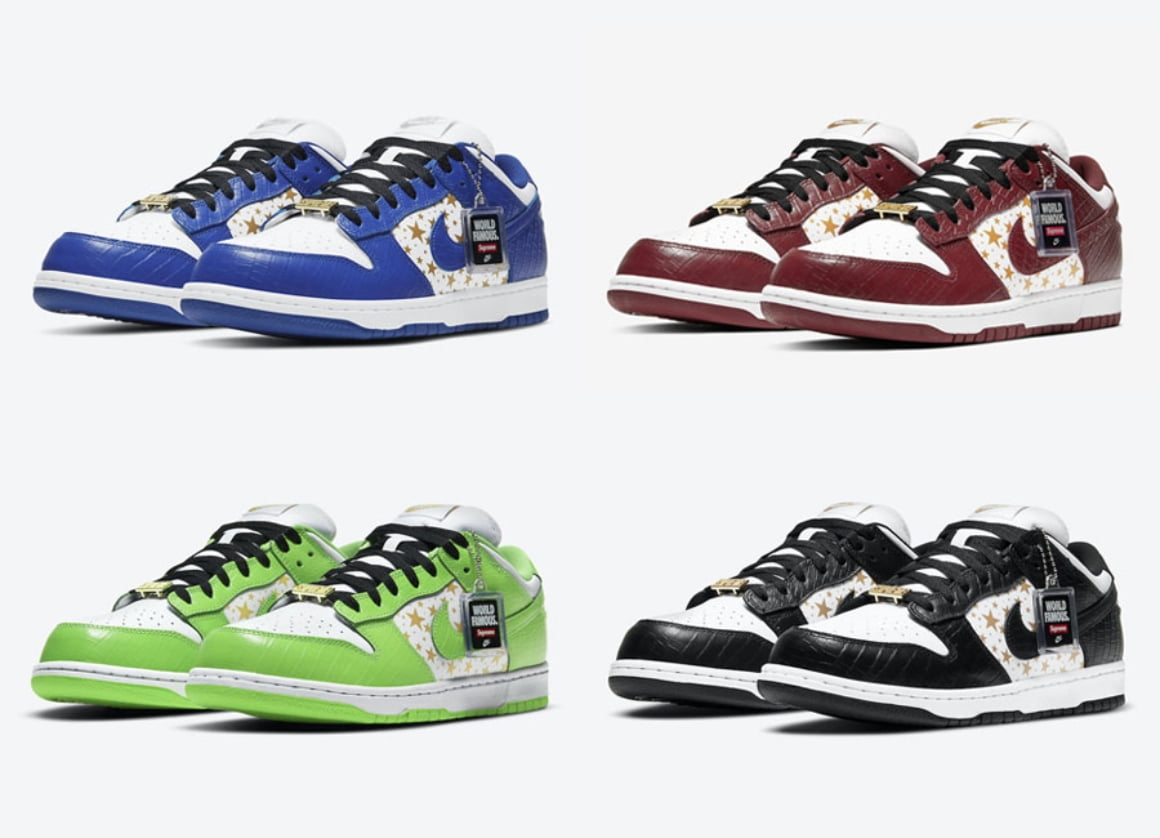 supreme nike sb dunk low stars