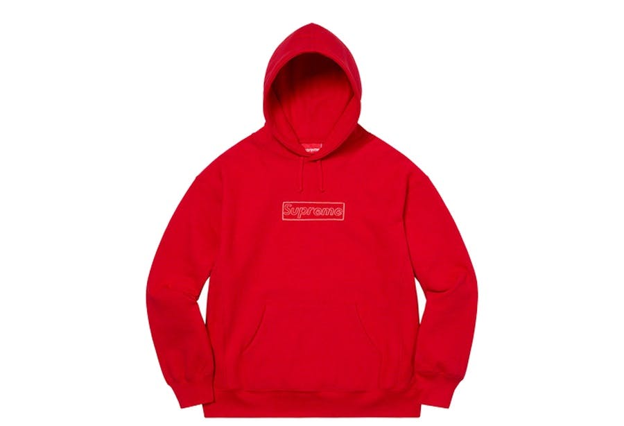 Supreme KAWS Chalk Logo Hooded Sweatshirt Red (SS21)