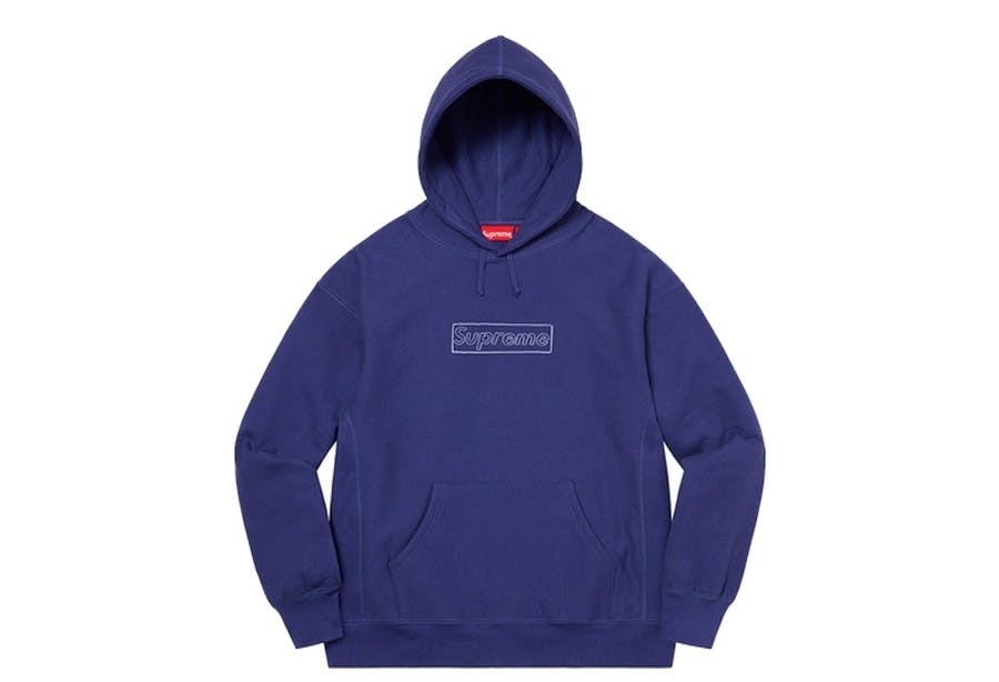 Supreme x KAWS Chalk Logo Hooded Sweatshirt Washed Navy (SS21)
