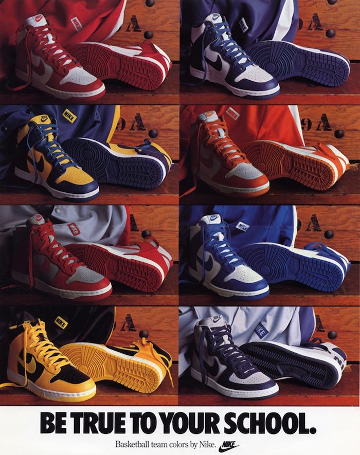 Nike Dunk sé fiel a tu campaña escolar de 1985
