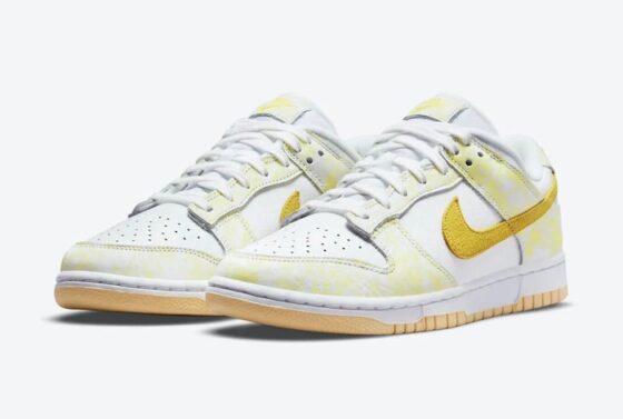 yellow and white low dunks