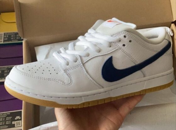 Nike SB Dunk Bajo Blanco Azul Marino Característica-min