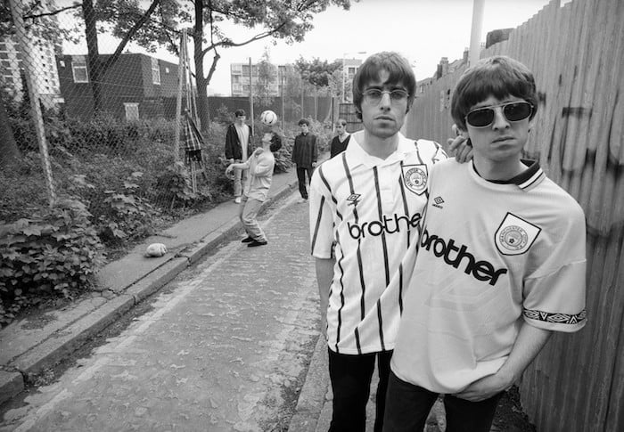 Oasis Liam Gallagher and Noel Gallagher Wearing Manchester City Shirts