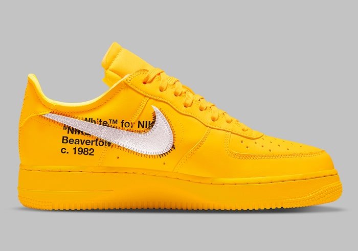 The Off White X Nike Air Force 1 University Gold Gets Official Imagery Klekt Blog