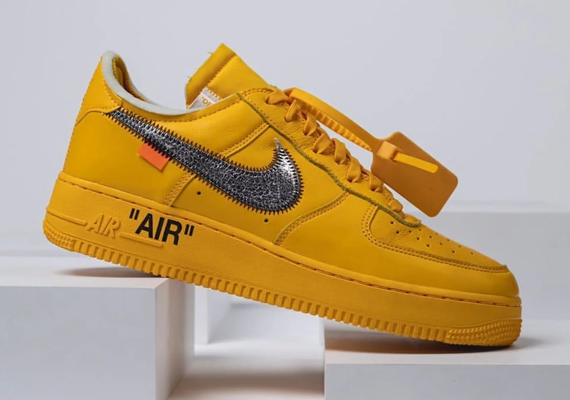 Samenstelling versus Kwestie The Off-White x Nike Air Force 1 "University Gold" Could Release In July -  KLEKT Blog