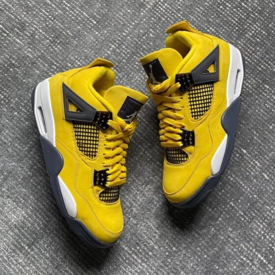 jordan 4 lightning black laces