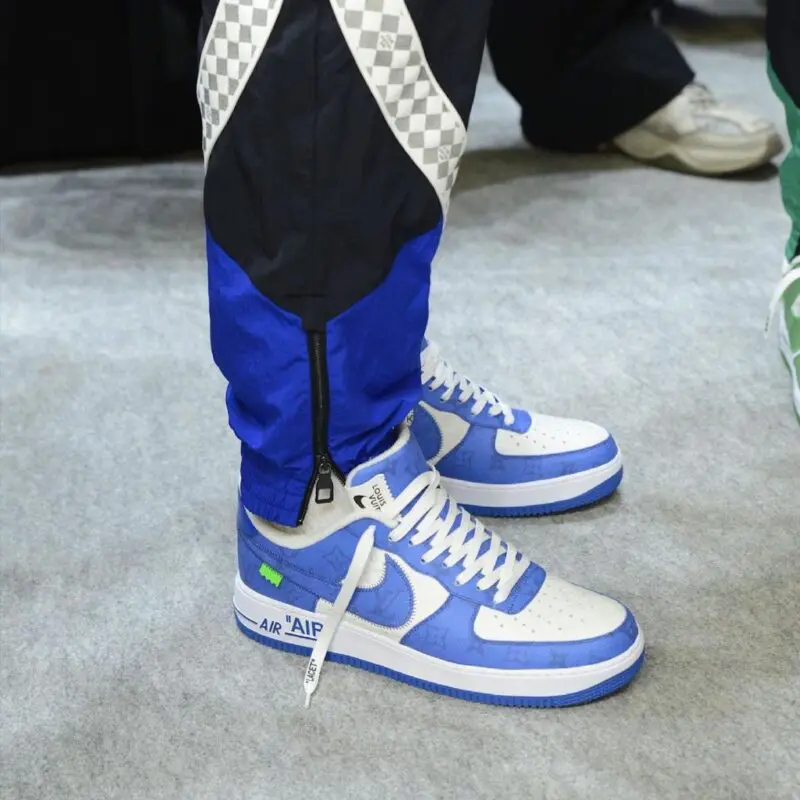 Nike Air Force 1 Low shoes signed by Virgil Abloh on display at
