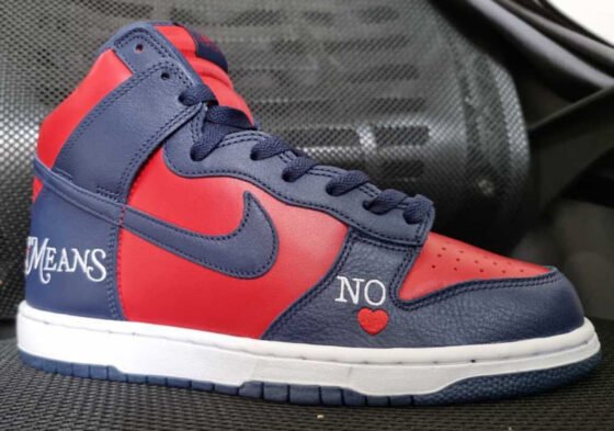 Supreme x Nike Dunk High Navy_Red Feature